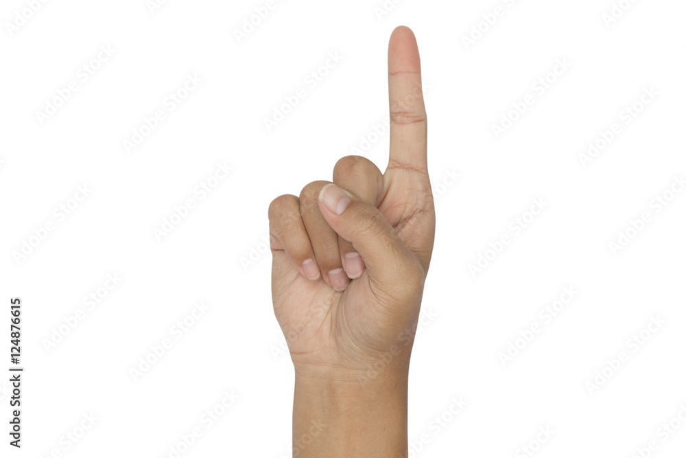 Pointing hand. Gesture by hand on a white background Pointing hand. Gesture by hand on a white background