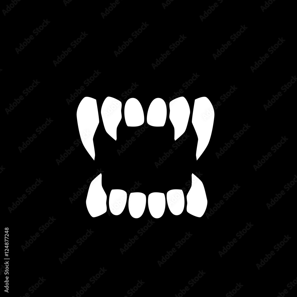 Fototapeta premium Vampire teeth vector icon.