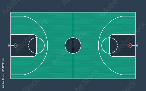 Top view basketball court.Flat design illustration for sports posters or flyer