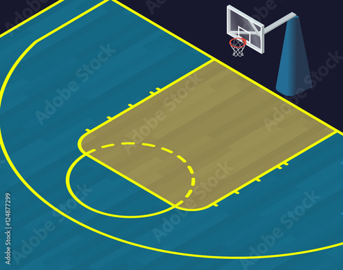 Isometric view basketball court.Flat design illustration for sports posters or flyer