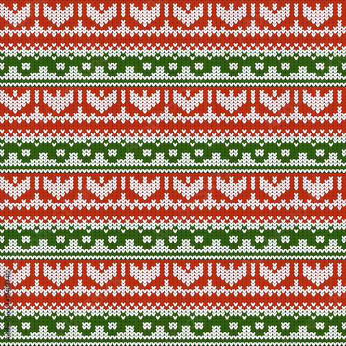 Traditional Fair Isle Style Seamless Knitted Pattern. Christmas and New Year Design Background