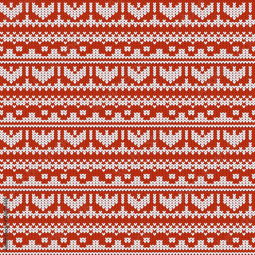 Traditional Fair Isle Style Seamless Knitted Pattern. Christmas and New Year Design Background