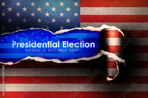 Presidential Election Vote 2016 in USA with flag Background photo