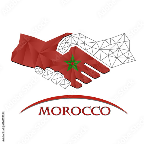 Handshake logo made from the flag of Morocco.