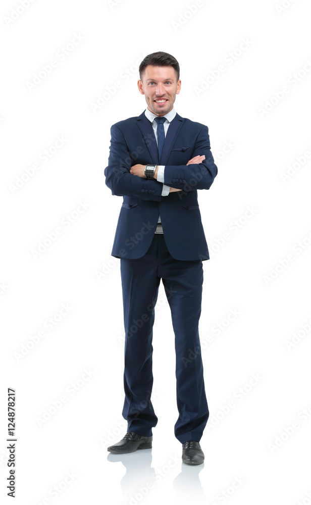 Handsome businessman standing isolated on white background Handsome businessman standing isolated on white background