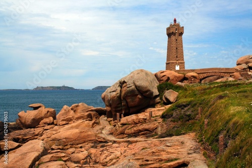 the lighthouse of Ploumanach , pink granite coast, Brittany, France  © laudibi