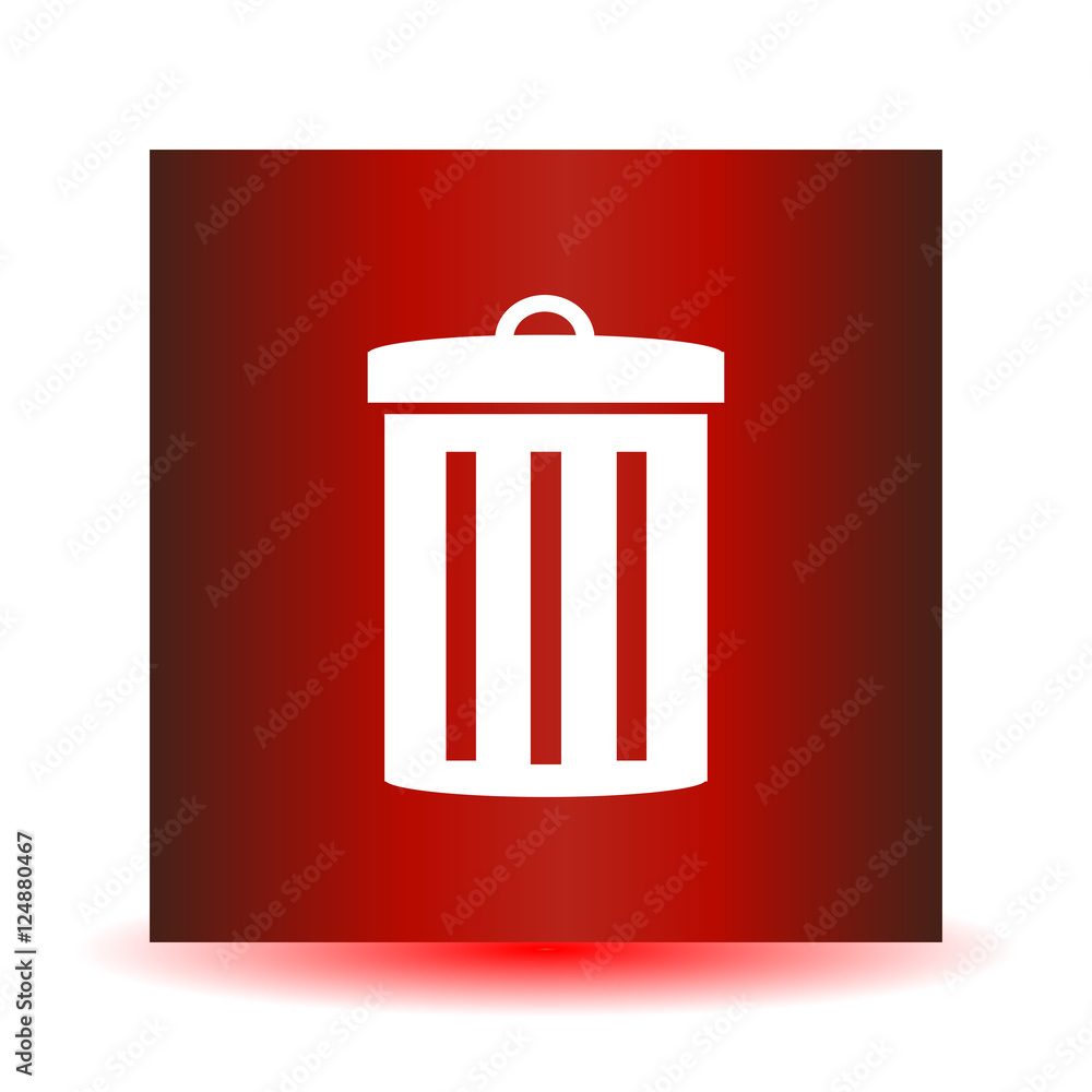 Icon garbage can on a red background. Vector Image. Icon garbage can on a red background. Vector Image.