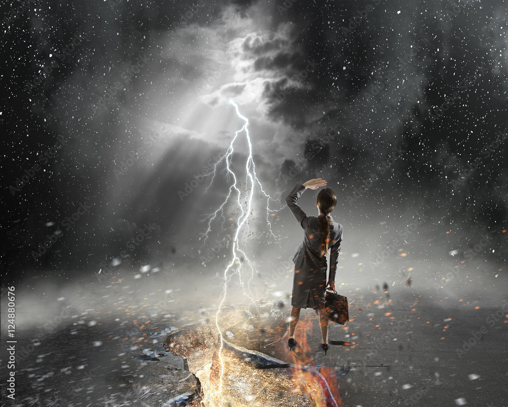 Obraz premium Overcoming crisis break . Mixed media