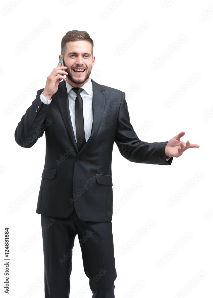 Business man making a phone call with smartphone. Business man making a phone call with smartphone.