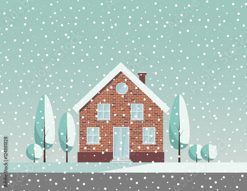 Winter snowy countryside landscape