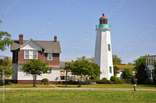 Old Point Comfort Lighthouse in Fort Monroe, Chesapeake Bay, Virginia, USA