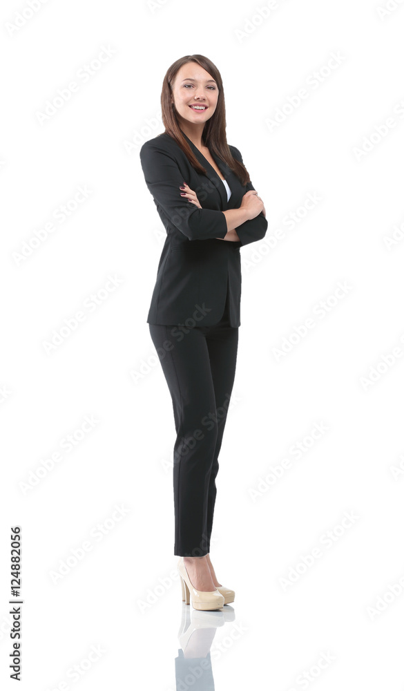 Young smiling businesswoman isolated on white Young smiling businesswoman isolated on white