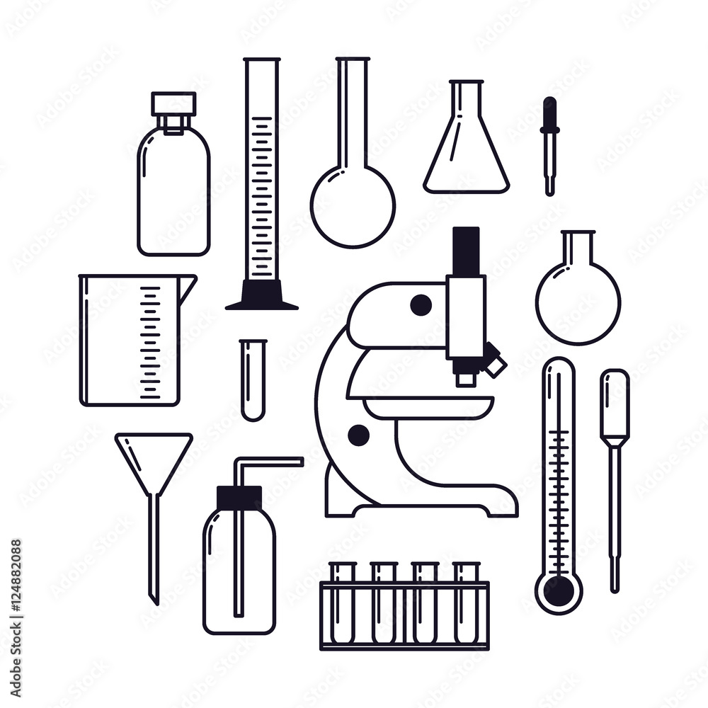 science lab tools set.thin line vector illustration Stock Vector | Adobe  Stock