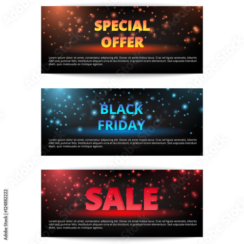Banner Black Friday. Special offer. Template ad. Shopping online. Holiday discounts. Christmas sale. Personal proposal. Vector illustration