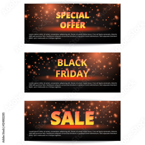 Set of banners Christmas discounts. Holiday offer. New Year sale. Buy online.
