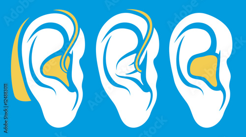 ear hearing aid deaf problem icons collection