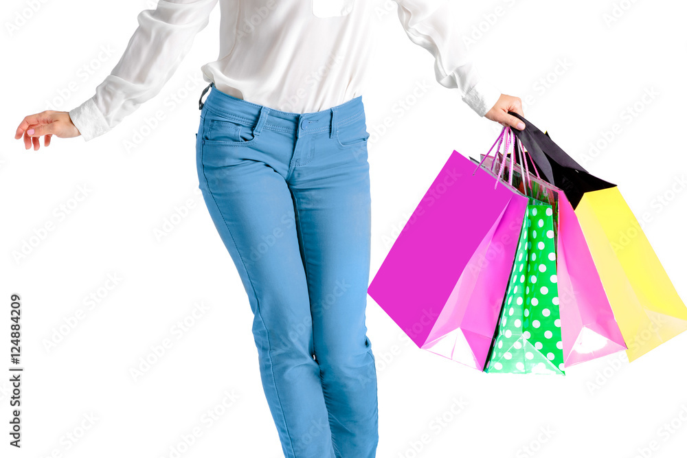 people, sale, black friday concept - woman with shopping bags people, sale, black friday concept - woman with shopping bags