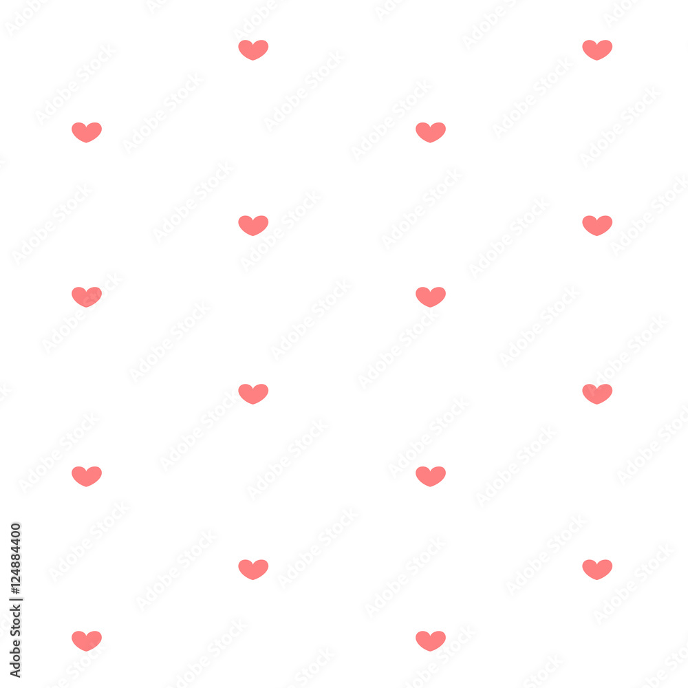 cute lovely red hearts on white background seamless vector pattern illustration

