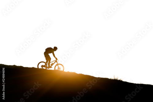 Cyclist in the mountains  downhill mountain bike