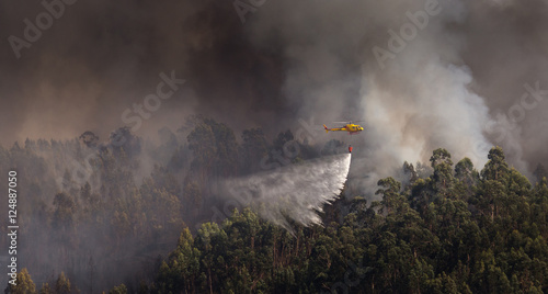 Fototapeta CS-HMI Straż pożarna Strażacki portugalski helikopter Zrzut wody