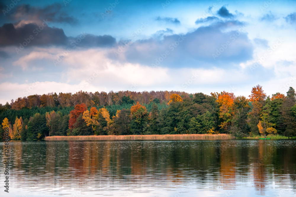 Beautiful forest and lake in autumn Beautiful forest and lake in autumn