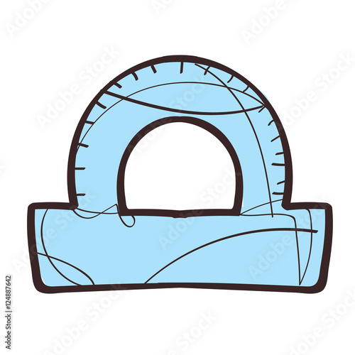 Protractors icon colored with a black outline on a white background in a hand drawn style.