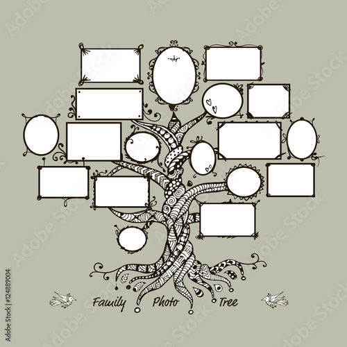 Family tree template with picture frames