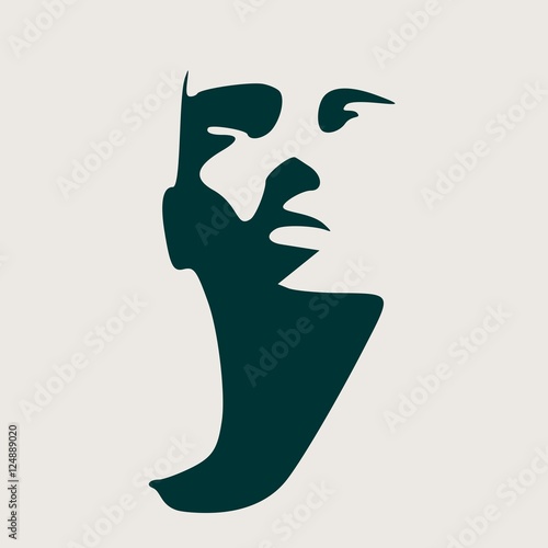 Human head silhouette. Face front view. Elegant silhouette of part of human face. Vector Illustration