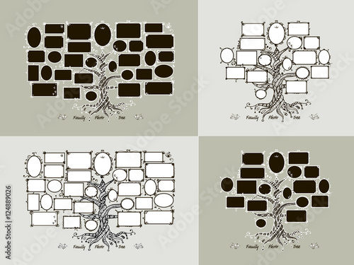 Family tree template with picture frames