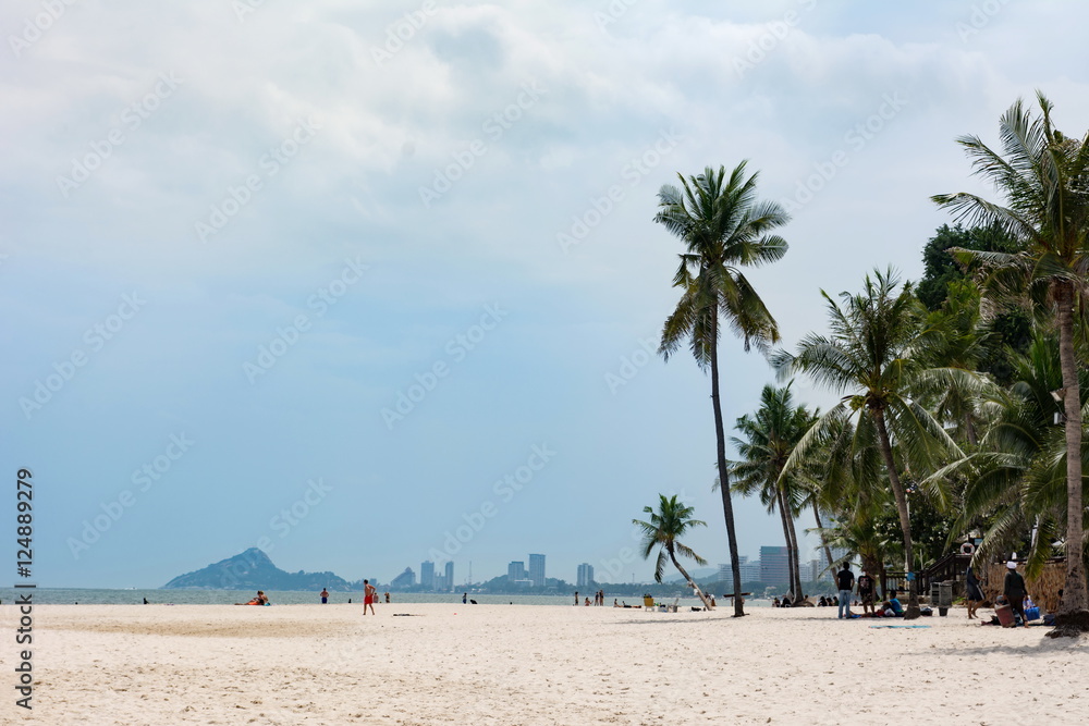 Hua Hin, Thailand - October 23, 2016: View at city beach at dayt Hua Hin, Thailand - October 23, 2016: View at city beach at dayt