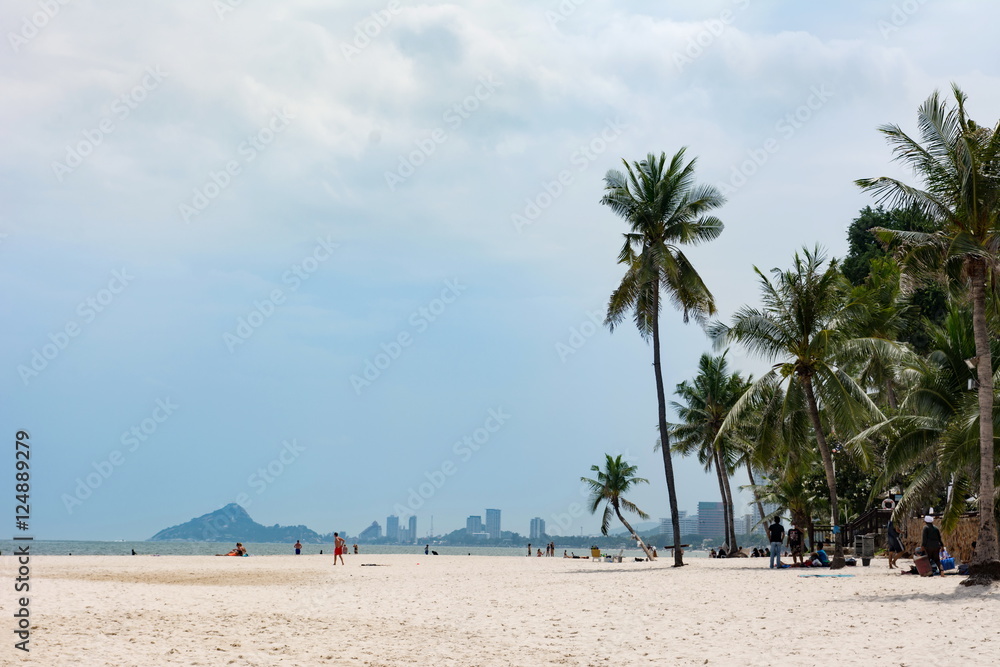 Hua Hin, Thailand - October 23, 2016: View at city beach at dayt