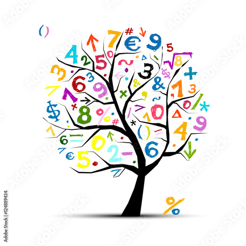 Art tree with math symbols for your design