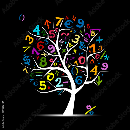 Art tree with math symbols for your design