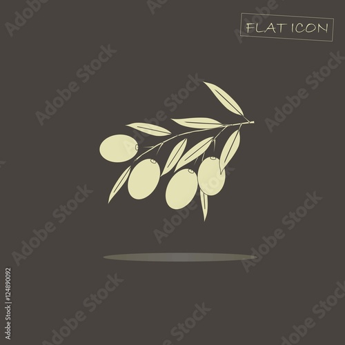 Light olive branch on black, vector illustration