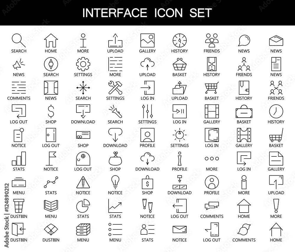 81 thin line icons for Web and Mobile. Light version. - obrazy, fototapety, plakaty 