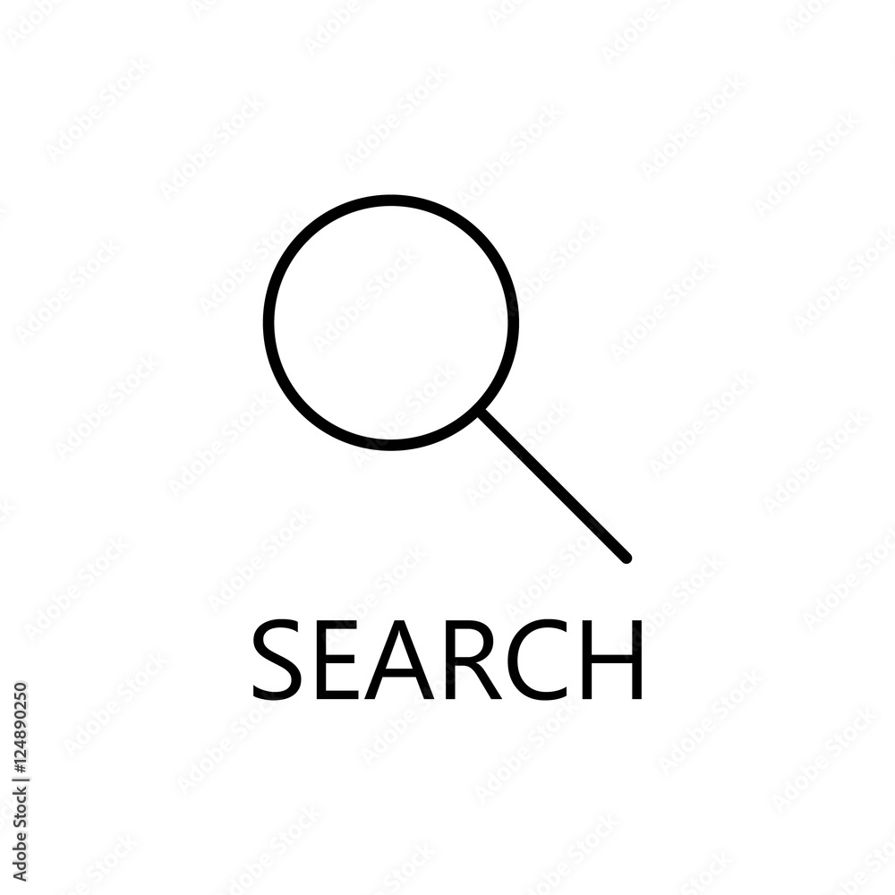 Flat loupe icon. Search, zoom or look, optic optimization tool object. Flat loupe icon. Search, zoom or look, optic optimization tool object.