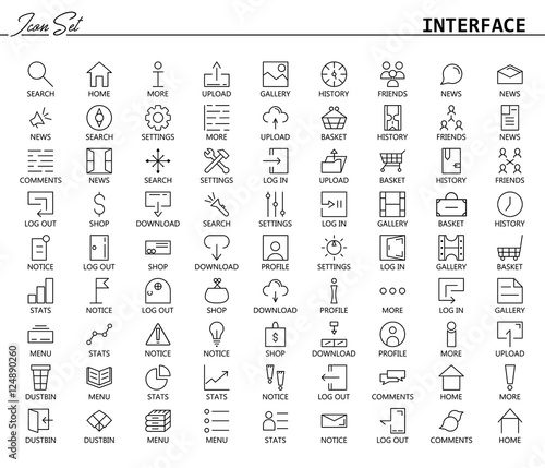 81 thin line icons for Web and Mobile. Light version.