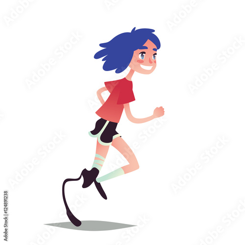 Prosthetic Girl Running.
