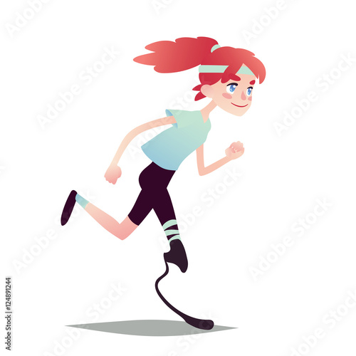 Prosthetic Girl Running.