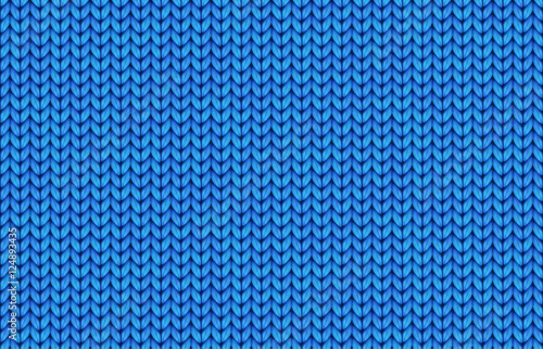 Blue realistic simple knit texture vector seamless pattern photo