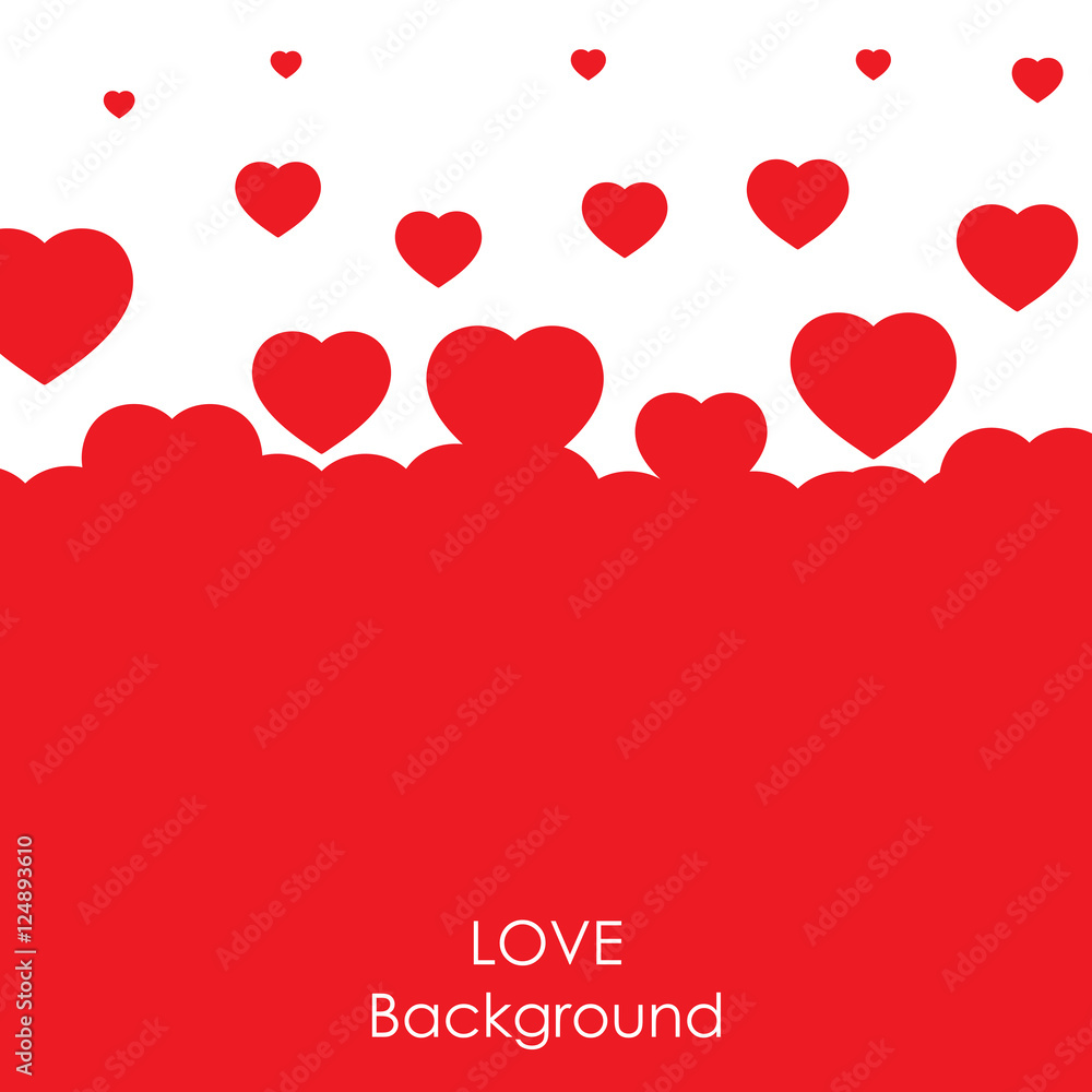 Flying heart background. Love vector illustration. Valentine day