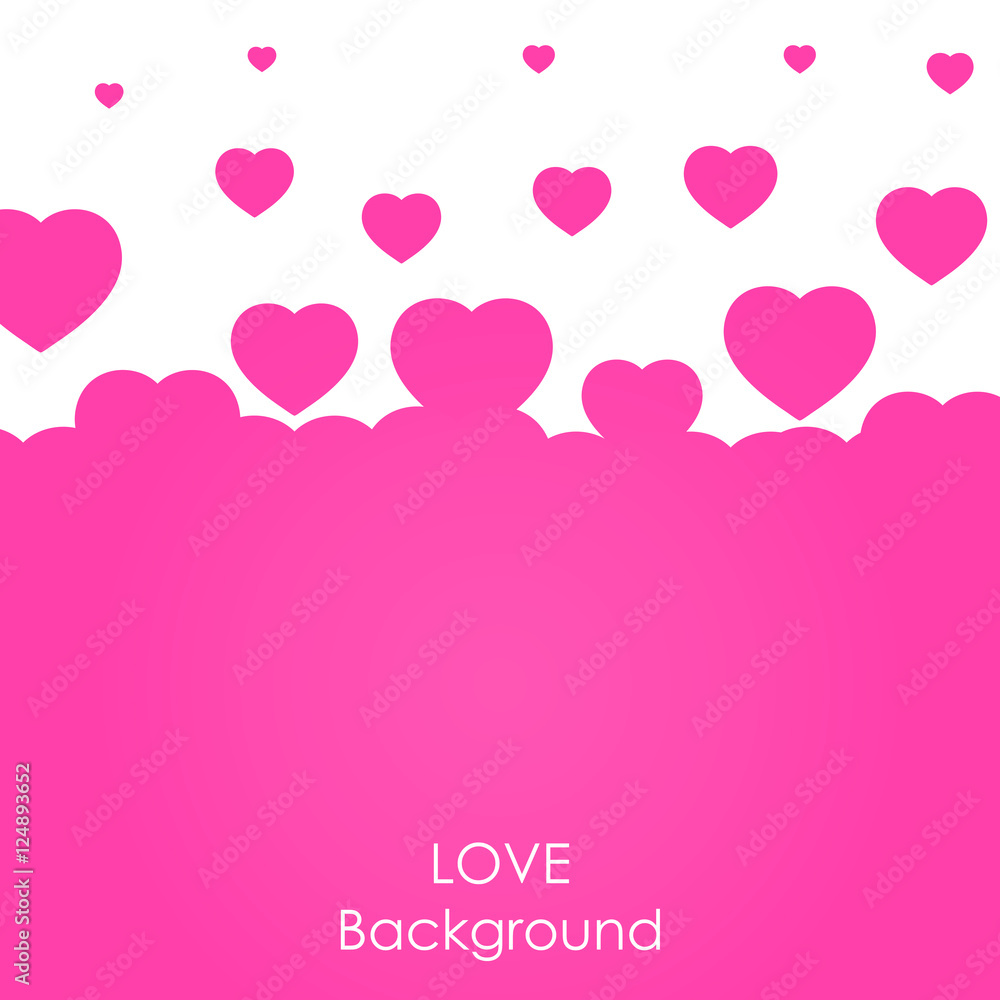 Flying heart background. Love vector illustration. Valentine day
