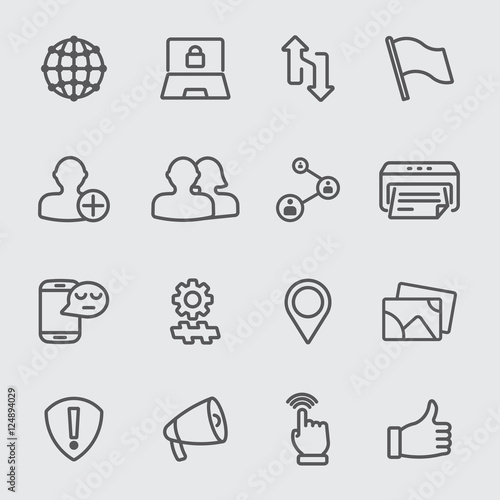 Social networking line icon