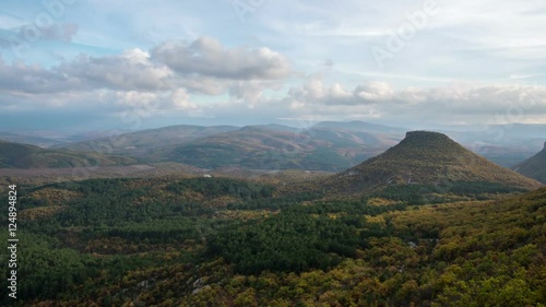 Mystic valley, autumn hills, zoom-in timelapse
