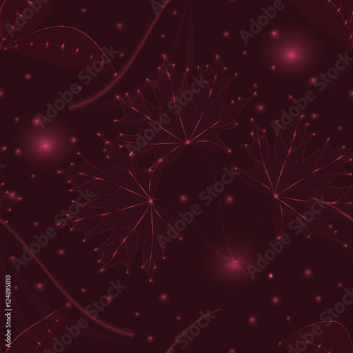 pattern glowing leaves bordeaux