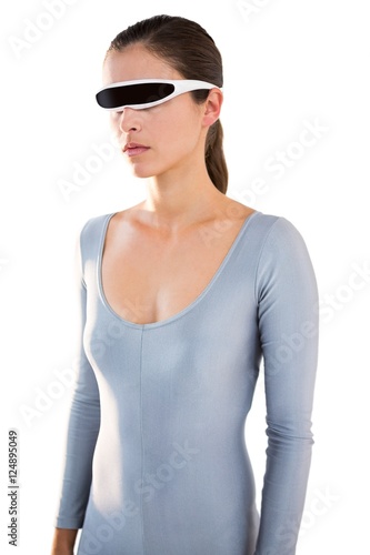Woman in exercise outfit using virtual video glasses © WavebreakMediaMicro