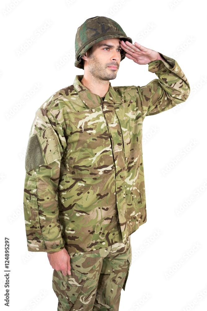 Confident soldier saluting Confident soldier saluting