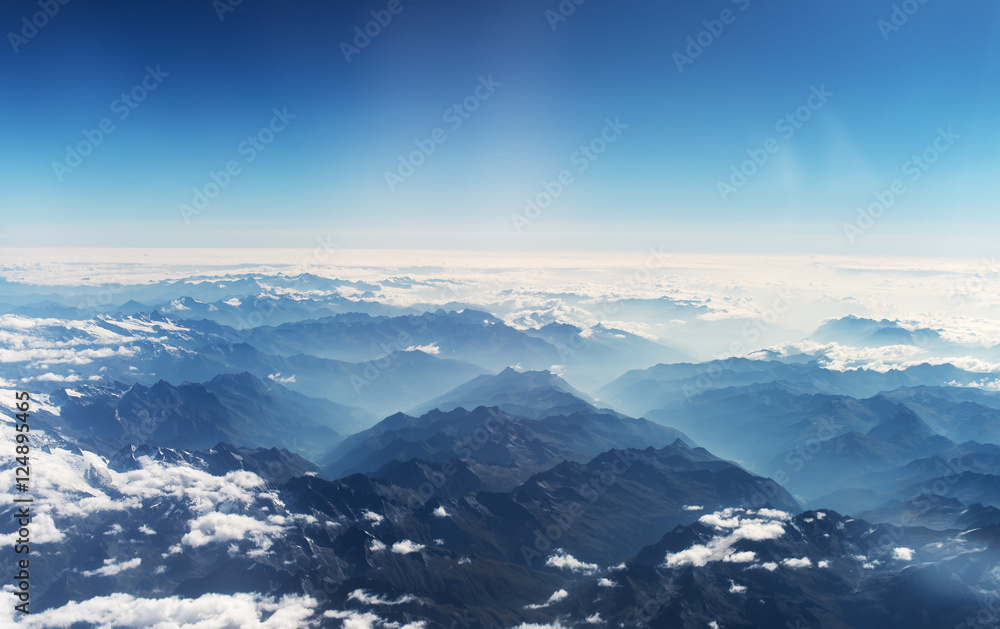 Aerial view of the mountains in the clouds. Aerial view of the mountains in the clouds.