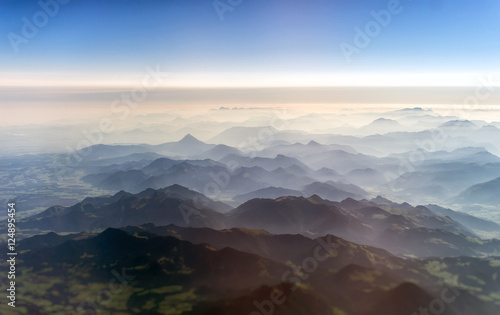 Aerial view of the mountains in the clouds. © M-Production