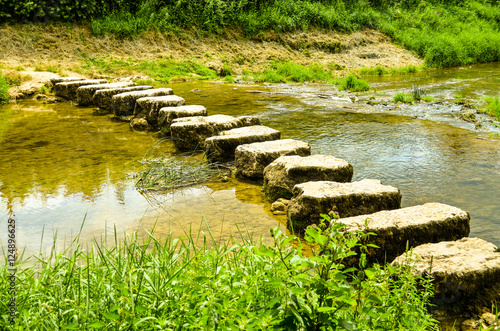stepping stones crossing a small river